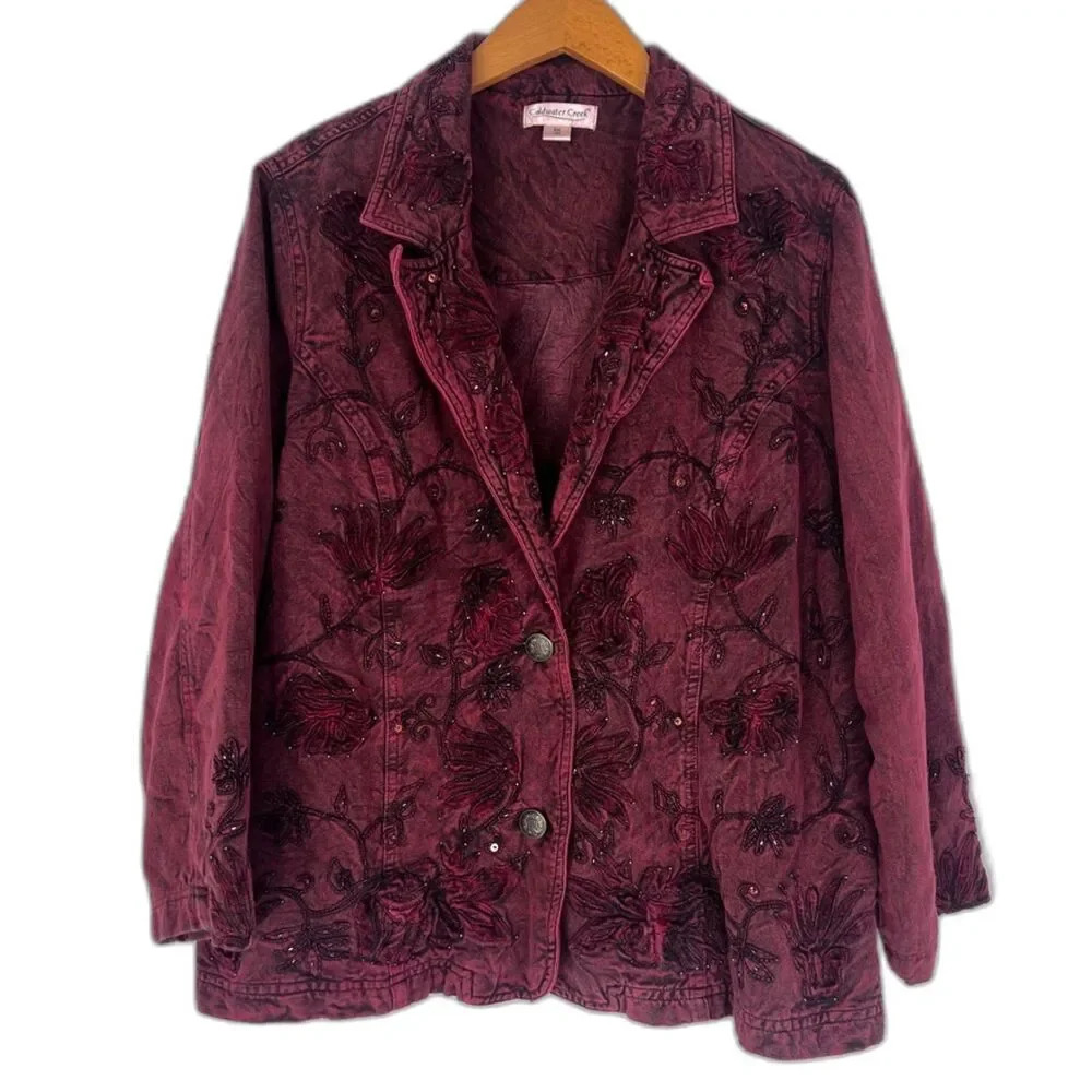 Coldwater Creek Embroidered Wine Blazer